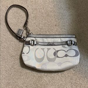Coach Metallic Silver and Gray Wristlet